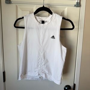 Adidas White Cinch Cropped Tank Small